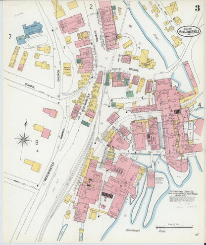 Sanborn Fire Insurance Map from Bellows Falls, Windham County, Vermont (1901), Sheet #0003 - Complete Map Set gallery image, historic Sanborn map, vintage wall art, Vermont Vermont