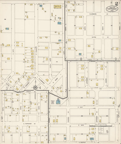 Sanborn Fire Insurance Map from Toppenish, Yakima County, Washington (1915), Sheet #0002 - Complete Map Set gallery image, historic Sanborn map, vintage wall art, Washington Washington