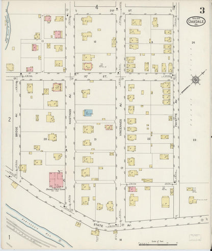 Sanborn Fire Insurance Map from Oakdale, Allegheny County, Pennsylvania (1915), Sheet #0003 - Historic Sanborn Fire Insurance Map Print, vintage old map wall art, antique decor, genealogy gift, Pennsylvania Pennsylvania map