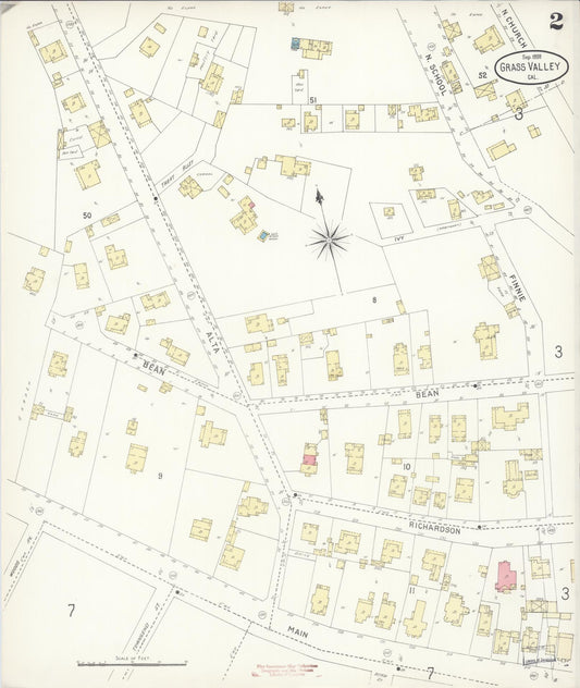 Sanborn Fire Insurance Map from Grass Valley, Nevada County, California (1898), Sheet #0002 - Historic Sanborn Fire Insurance Map Print, vintage old map wall art, antique decor, genealogy gift, California California map