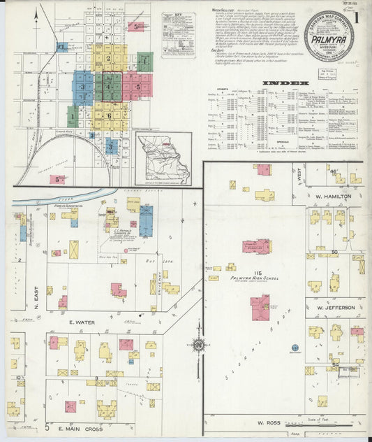 Sanborn Fire Insurance Map from Palmyra, Marion County, Missouri. (1916) – Historic Sanborn Fire Insurance Map Print