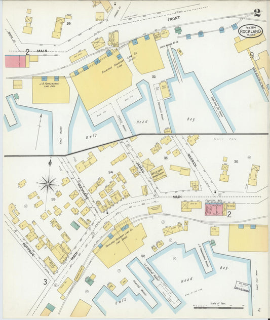 Sanborn Fire Insurance Map from Rockland, Knox County, Maine (1904), Sheet #0002 - Historic Sanborn Fire Insurance Map Print, vintage old map wall art, antique decor, genealogy gift, Maine Maine map
