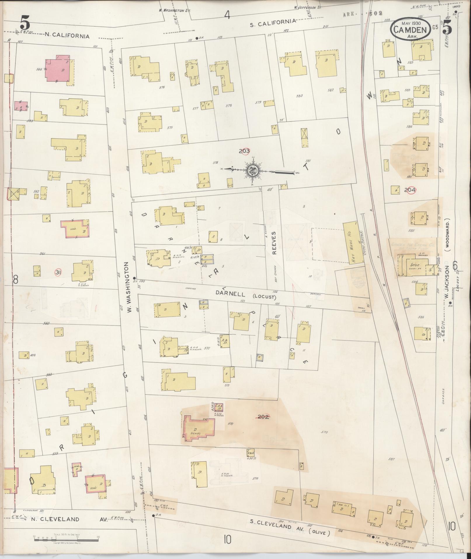 Sanborn Fire Insurance Map from Camden, Ouachita County, Arkansas (1948), Sheet #0005 - Complete Map Set gallery image, historic Sanborn map, vintage wall art, Arkansas Arkansas