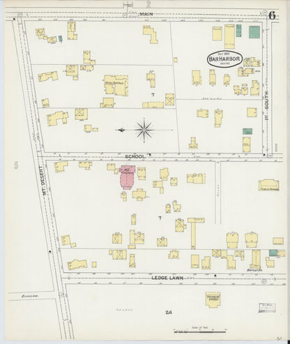 Sanborn Fire Insurance Map from Bar Harbor, Hancock County, Maine (1892), Sheet #0006 - Complete Map Set gallery image, historic Sanborn map, vintage wall art, Maine Maine