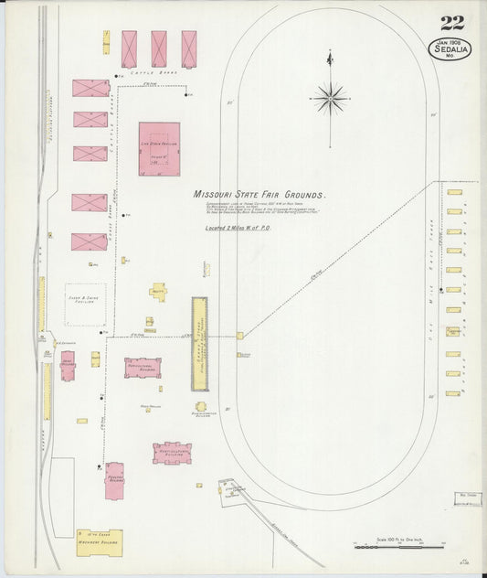 Sanborn Fire Insurance Map from Sedalia, Pettis County, Missouri (1908), Sheet #0022 - Historic Sanborn Fire Insurance Map Print, vintage old map wall art, antique decor, genealogy gift, Missouri Missouri map