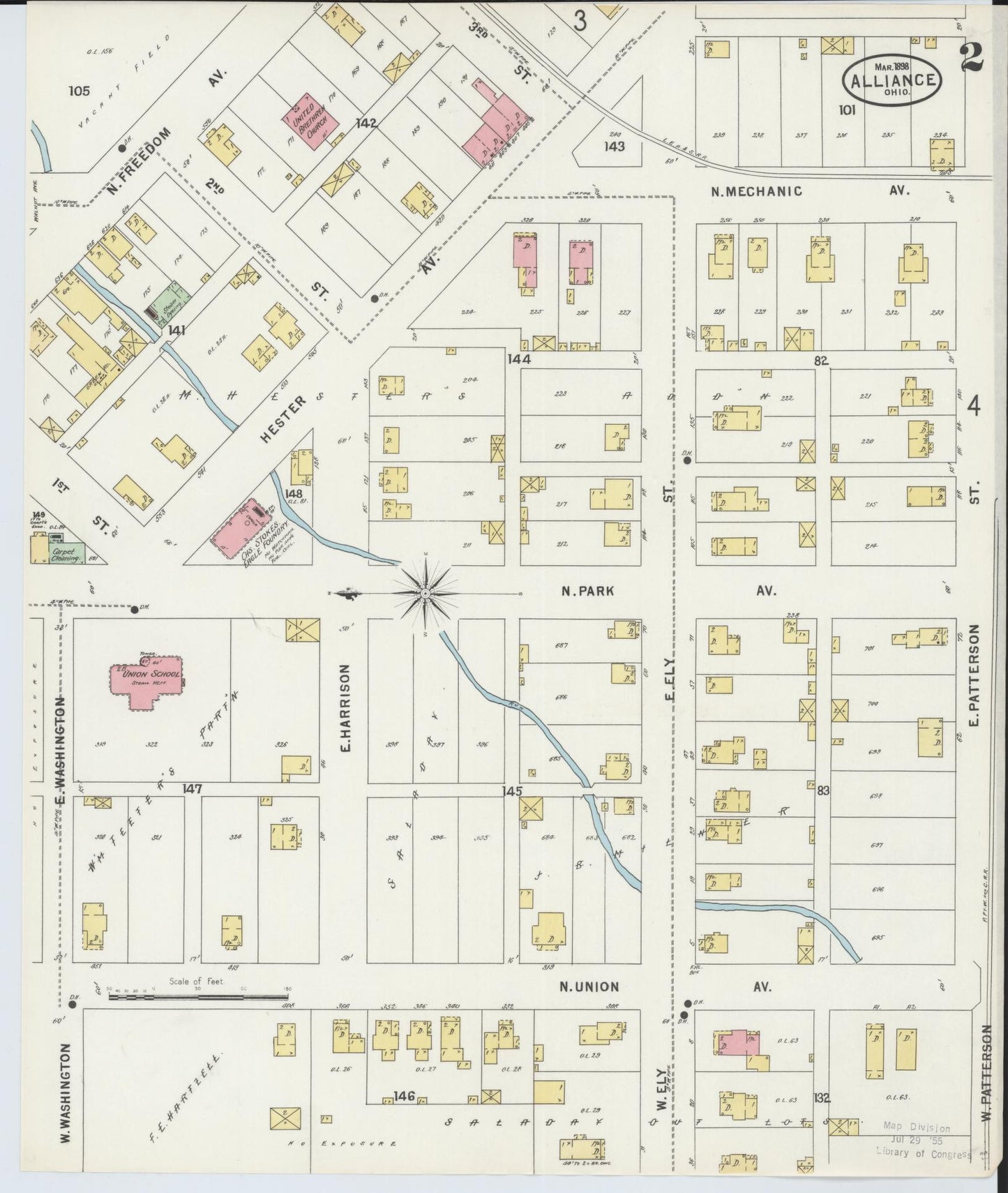 Sanborn Fire Insurance Map from Alliance, Stark County, Ohio (1898), Sheet #0002 - Historic Sanborn Fire Insurance Map Print, vintage old map wall art, antique decor, genealogy gift, Ohio Ohio map