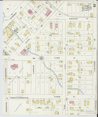 Sanborn Fire Insurance Map from Alliance, Stark County, Ohio (1898), Sheet #0002 - Historic Sanborn Fire Insurance Map Print, vintage old map wall art, antique decor, genealogy gift, Ohio Ohio map