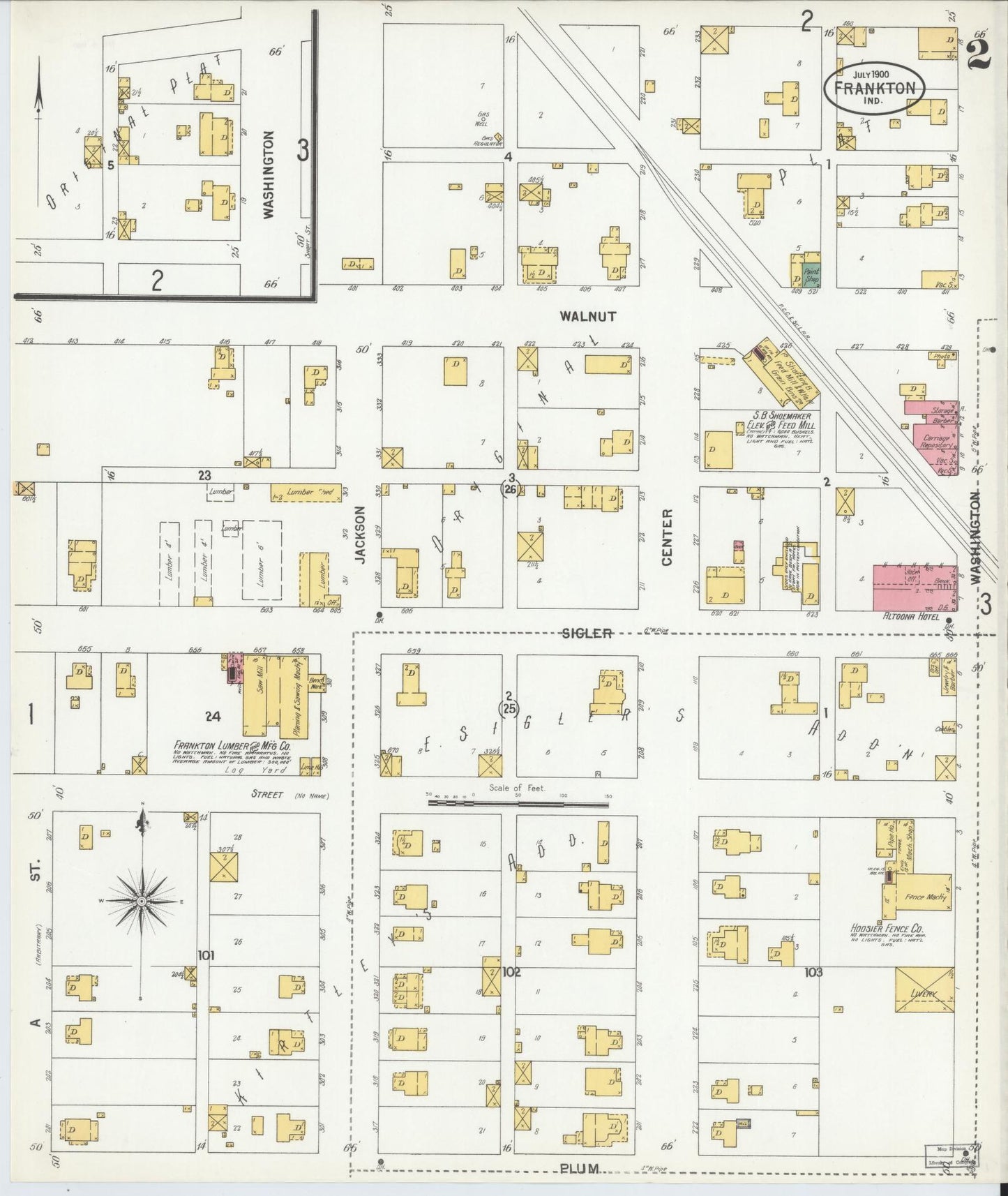 Sanborn Fire Insurance Map from Frankton, Madison County, Indiana (1900), Sheet #0002 - Historic Sanborn Fire Insurance Map Print, vintage old map wall art, antique decor, genealogy gift, Indiana Indiana map
