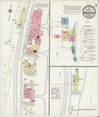 Sanborn Fire Insurance Map from Windsor Locks, Hartford County, Connecticut (1912), Sheet #0001 - Complete Map Set gallery image, historic Sanborn map, vintage wall art, Connecticut Connecticut