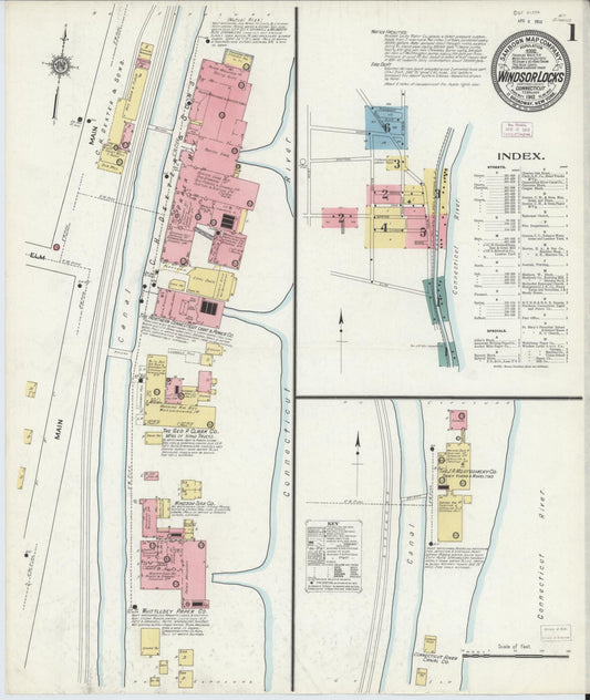 Sanborn Fire Insurance Map from Windsor Locks, Hartford County, Connecticut (1912), Sheet #0001 - Complete Map Set gallery image, historic Sanborn map, vintage wall art, Connecticut Connecticut