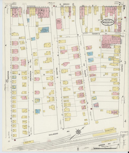 Sanborn Fire Insurance Map from Woodbury, Gloucester County, New Jersey (1915), Sheet #0007 - Historic Sanborn Fire Insurance Map Print, vintage old map wall art, antique decor, genealogy gift, New Jersey New Jersey map