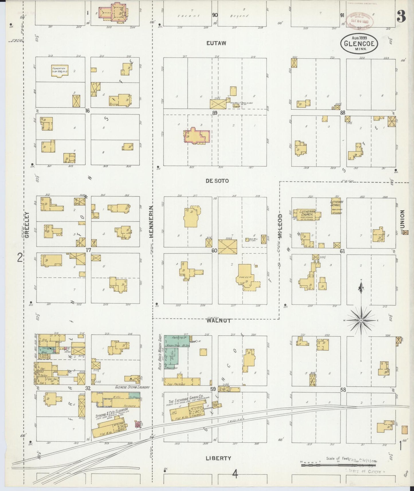 Sanborn Fire Insurance Map from Glencoe, Mcleod County, Minnesota (1899), Sheet #0003 - Historic Sanborn Fire Insurance Map Print, vintage old map wall art, antique decor, genealogy gift, Minnesota Minnesota map
