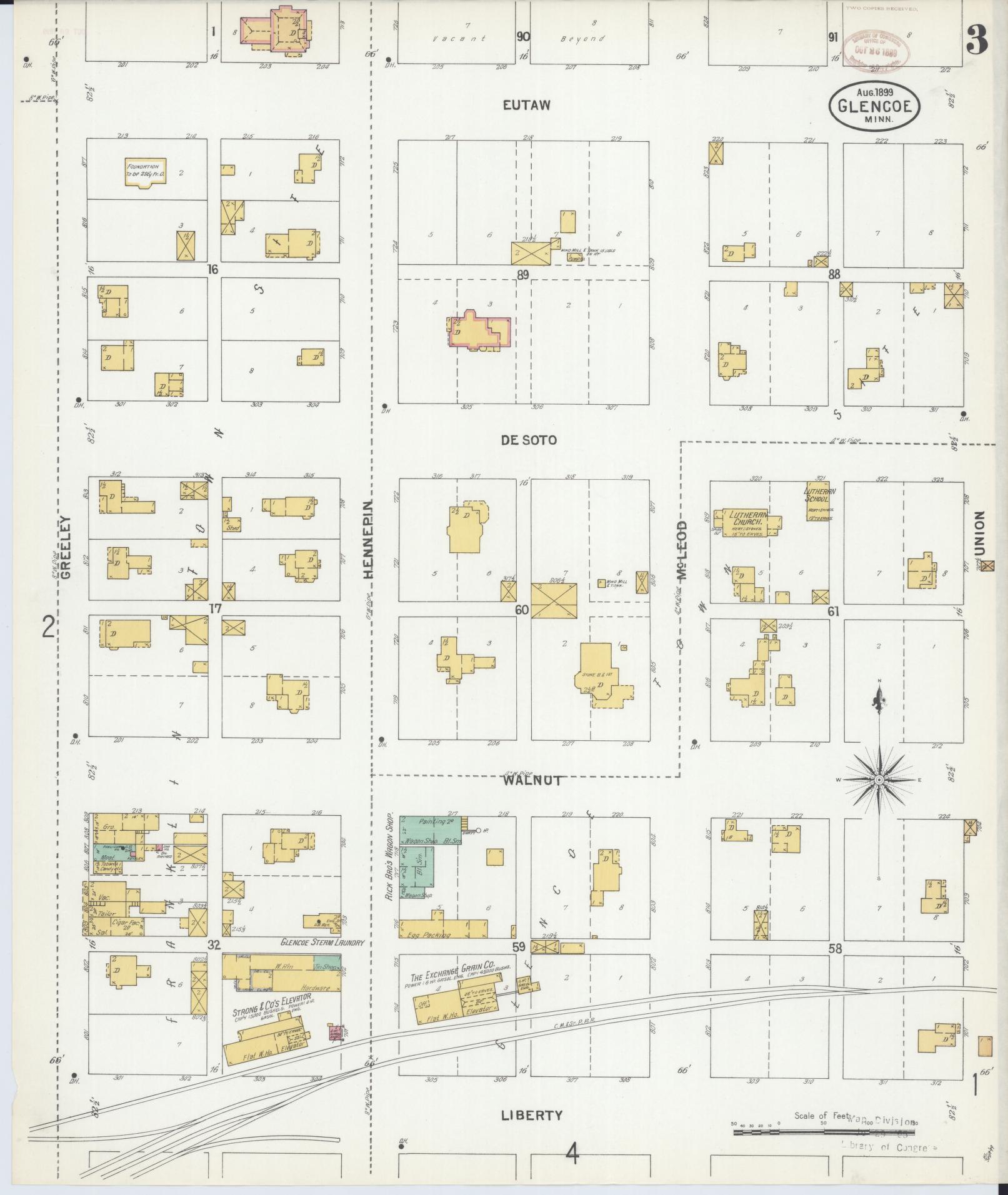 Sanborn Fire Insurance Map from Glencoe, Mcleod County, Minnesota (1899), Sheet #0003 - Historic Sanborn Fire Insurance Map Print, vintage old map wall art, antique decor, genealogy gift, Minnesota Minnesota map