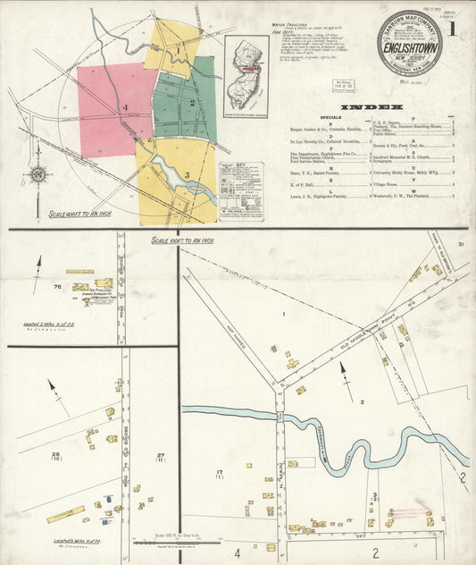 Sanborn Fire Insurance Map from Englishtown, Monmouth County, New Jersey. (1921) – Historic Sanborn Fire Insurance Map Print