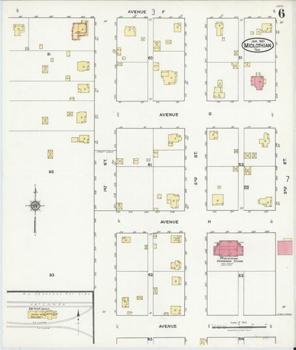 Sanborn Fire Insurance Map from Midlothian, Ellis County, Texas (1921), Sheet #0006 - Complete Map Set gallery image, historic Sanborn map, vintage wall art, Texas Texas
