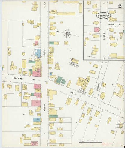 Sanborn Fire Insurance Map from Williamson, Wayne County, New York (1905), Sheet #0002 - Complete Map Set gallery image, historic Sanborn map, vintage wall art, New York New York