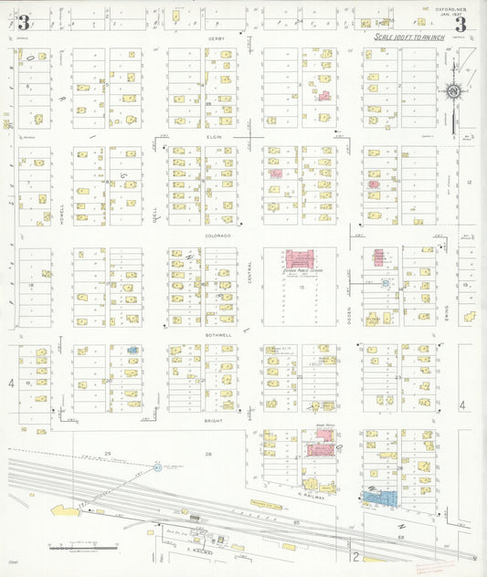 Sanborn Fire Insurance Map from Oxford, Harlan And Furnas County, Nebraska (1937), Sheet #0003 - Historic Sanborn Fire Insurance Map Print, vintage old map wall art, antique decor, genealogy gift, Nebraska Nebraska map