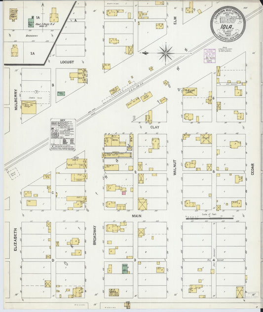 Sanborn Fire Insurance Map from Iola, Clay County, Illinois (1902), Sheet #0001 - Historic Sanborn Fire Insurance Map Print, vintage old map wall art, antique decor, genealogy gift, Illinois Illinois map