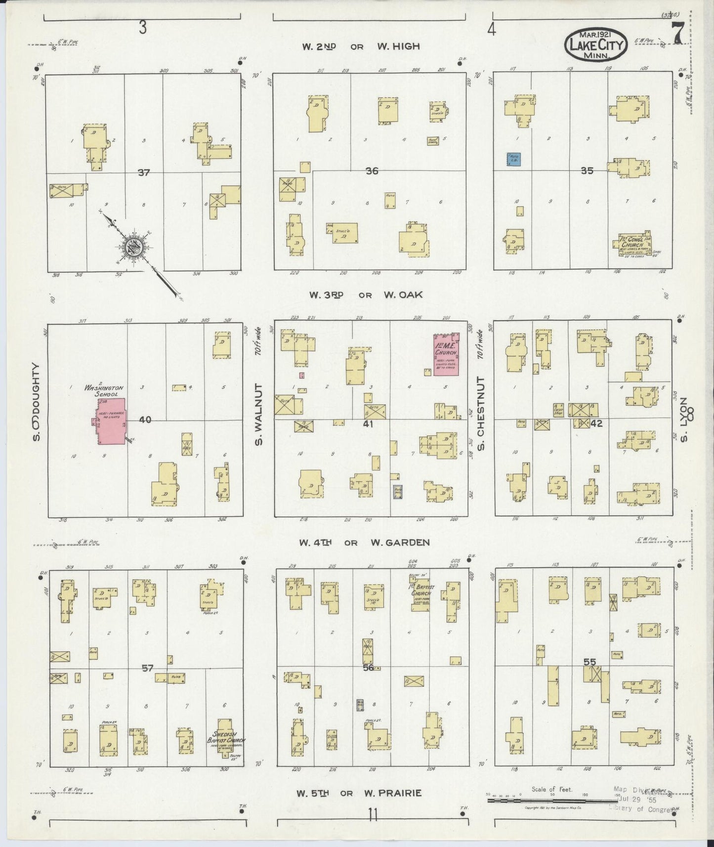 Sanborn Fire Insurance Map from Lake City, Wabasha County, Minnesota (1921), Sheet #0007 - Historic Sanborn Fire Insurance Map Print, vintage old map wall art, antique decor, genealogy gift, Minnesota Minnesota map