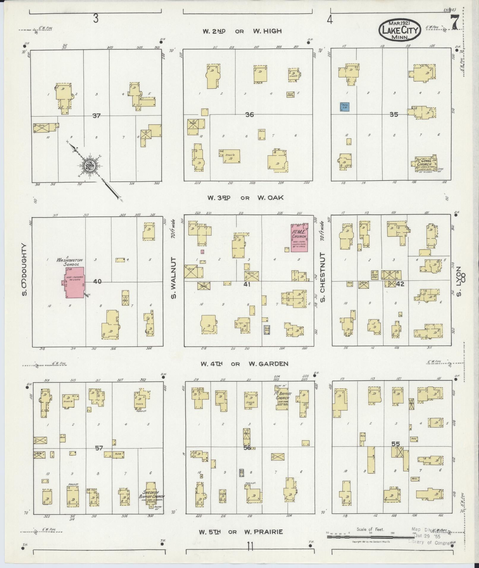 Sanborn Fire Insurance Map from Lake City, Wabasha County, Minnesota (1921), Sheet #0007 - Historic Sanborn Fire Insurance Map Print, vintage old map wall art, antique decor, genealogy gift, Minnesota Minnesota map