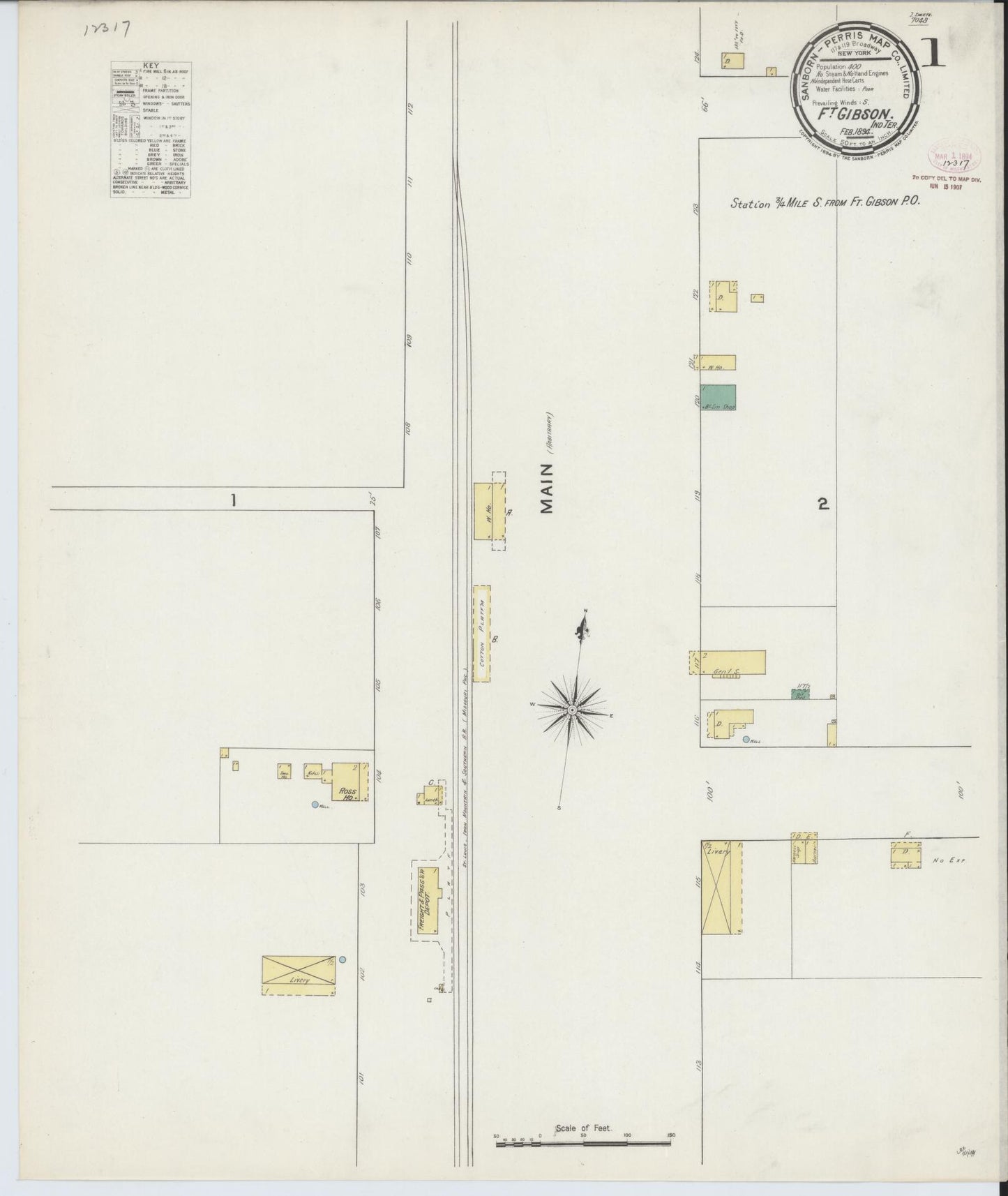 Sanborn Fire Insurance Map from Fort Gibson, Muskogee County, Oklahoma (1894), Sheet #0001 - Historic Sanborn Fire Insurance Map Print, vintage old map wall art, antique decor, genealogy gift, Oklahoma Oklahoma map