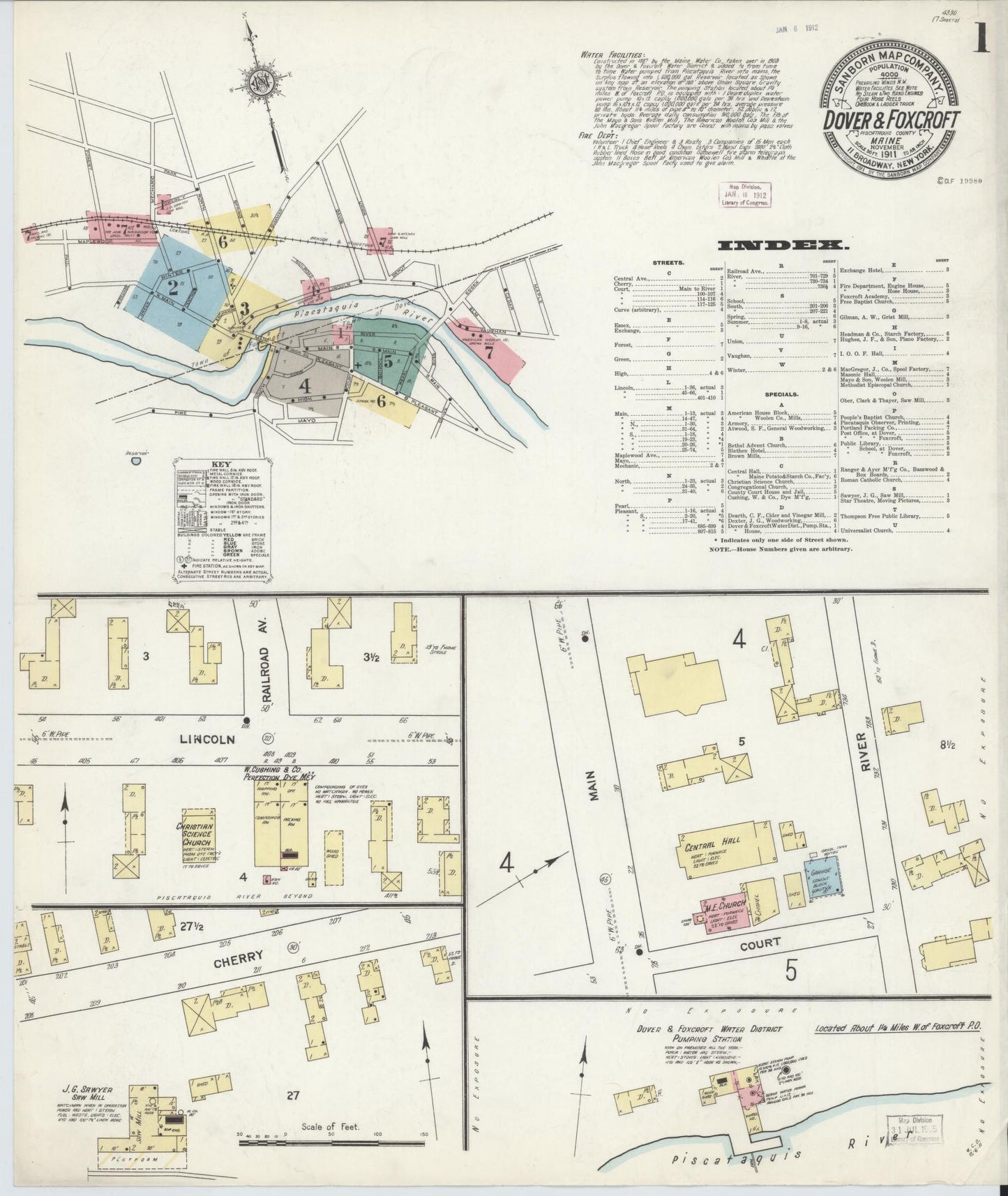Sanborn Fire Insurance Map from Dover, Piscataguis County, Maine. (1911) – Historic Sanborn Fire Insurance Map Print