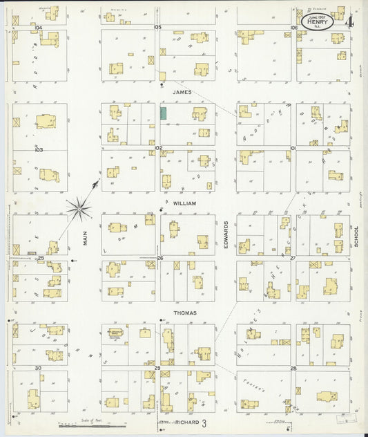Sanborn Fire Insurance Map from Henry, Marshall County, Illinois (1907), Sheet #0004 - Historic Sanborn Fire Insurance Map Print, vintage old map wall art, antique decor, genealogy gift, Illinois Illinois map