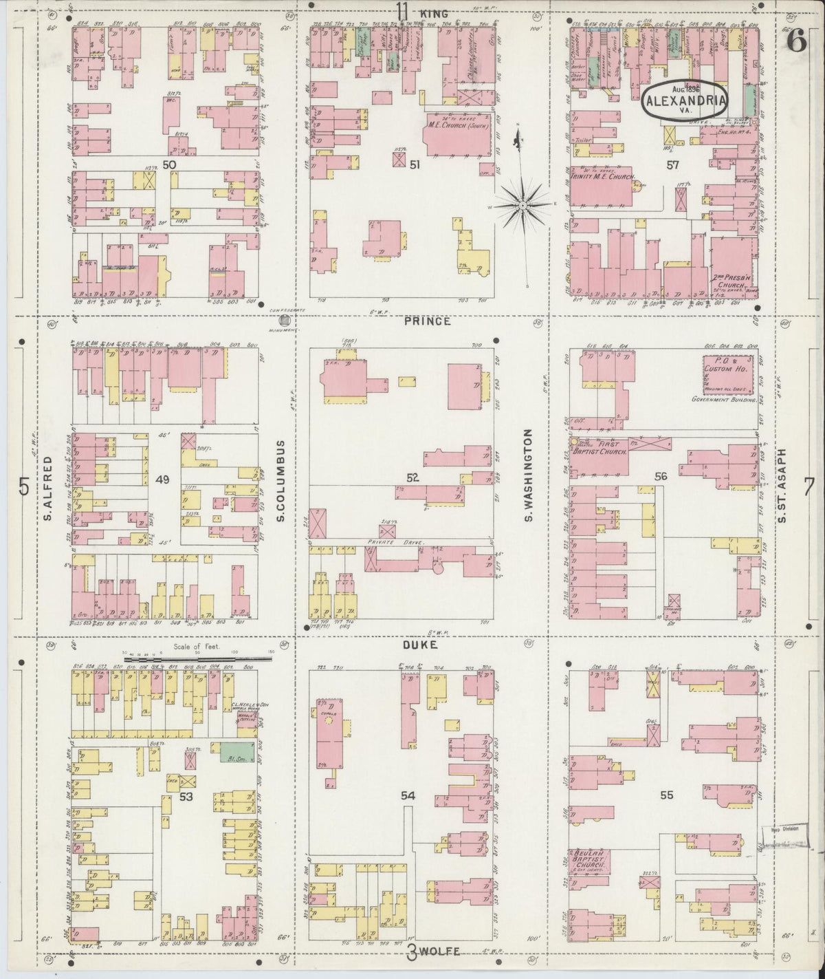 Sanborn Fire Insurance Map from Alexandria, Independent Cities, Virginia (1891), Sheet #0006 - Complete Map Set gallery image, historic Sanborn map, vintage wall art, Virginia Virginia