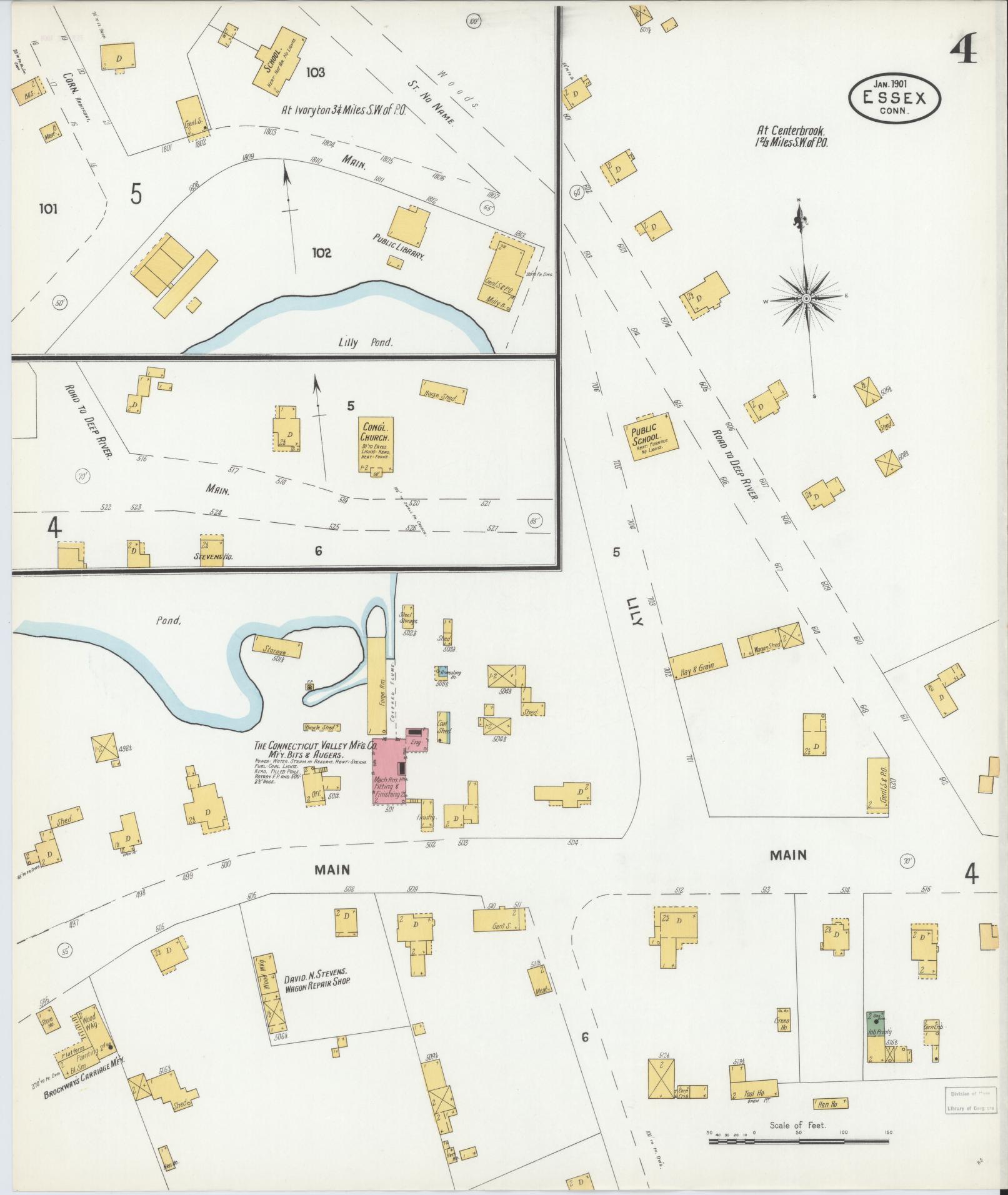 Sanborn Fire Insurance Map from Essex, Middlesex County, Connecticut (1901), Sheet #0004 - Complete Map Set gallery image, historic Sanborn map, vintage wall art, Connecticut Connecticut