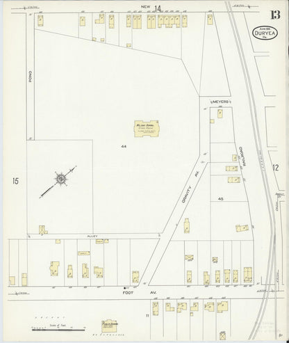 Sanborn Fire Insurance Map from Duryea, Luzerne County, Pennsylvania (1914), Sheet #0013 - Historic Sanborn Fire Insurance Map Print, vintage old map wall art, antique decor, genealogy gift, Pennsylvania Pennsylvania map