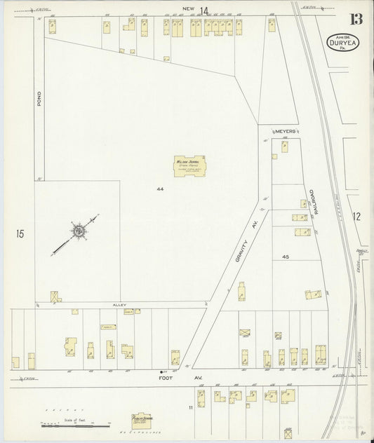 Sanborn Fire Insurance Map from Duryea, Luzerne County, Pennsylvania (1914), Sheet #0013 - Historic Sanborn Fire Insurance Map Print, vintage old map wall art, antique decor, genealogy gift, Pennsylvania Pennsylvania map