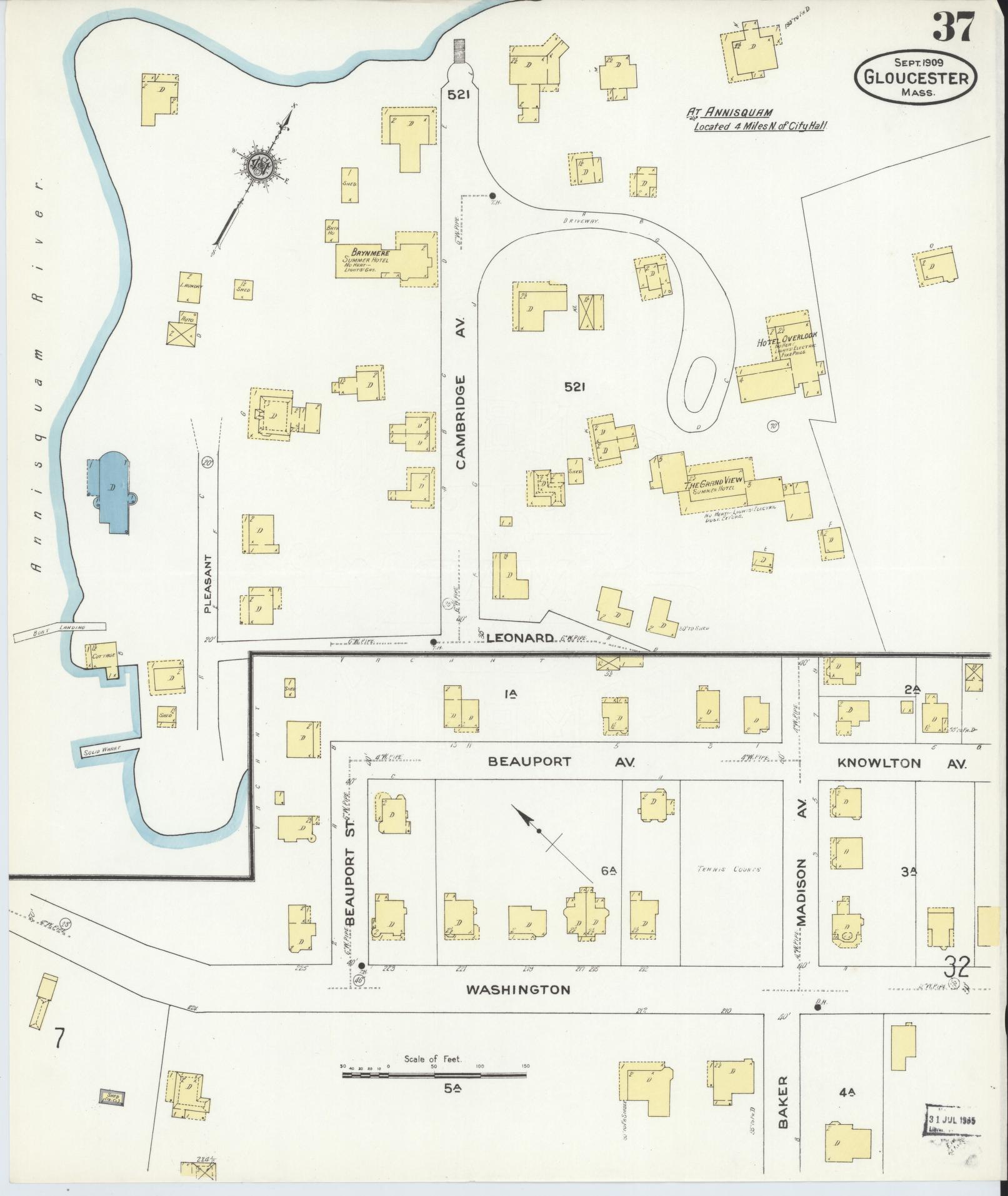 Sanborn Fire Insurance Map from Gloucester, Essex County, Massachusetts (1909), Sheet #0037 - Complete Map Set gallery image, historic Sanborn map, vintage wall art, Massachusetts Massachusetts
