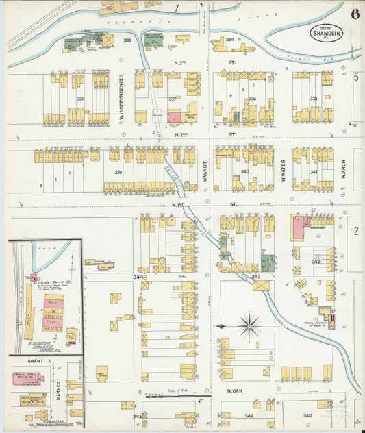 Sanborn Fire Insurance Map from Shamokin, Northumberland County, Pennsylvania (1901), Sheet #0006 - Historic Sanborn Fire Insurance Map Print, vintage old map wall art, antique decor, genealogy gift, Pennsylvania Pennsylvania map