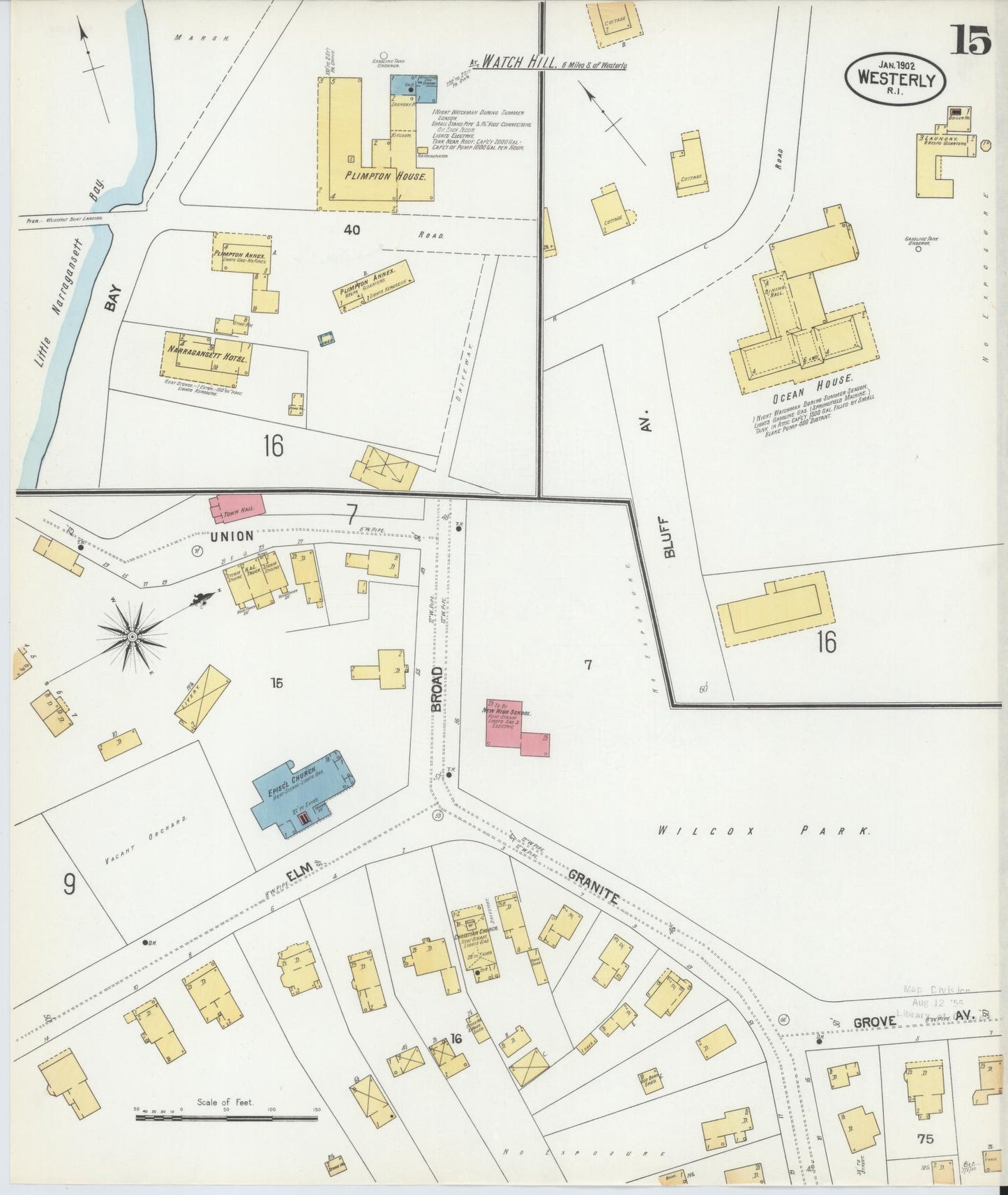 Sanborn Fire Insurance Map from Westerly, Washington County, Rhode Island (1902), Sheet #0015 - Complete Map Set gallery image, historic Sanborn map, vintage wall art, Rhode Island Rhode Island