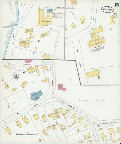 Sanborn Fire Insurance Map from Westerly, Washington County, Rhode Island (1902), Sheet #0015 - Complete Map Set gallery image, historic Sanborn map, vintage wall art, Rhode Island Rhode Island