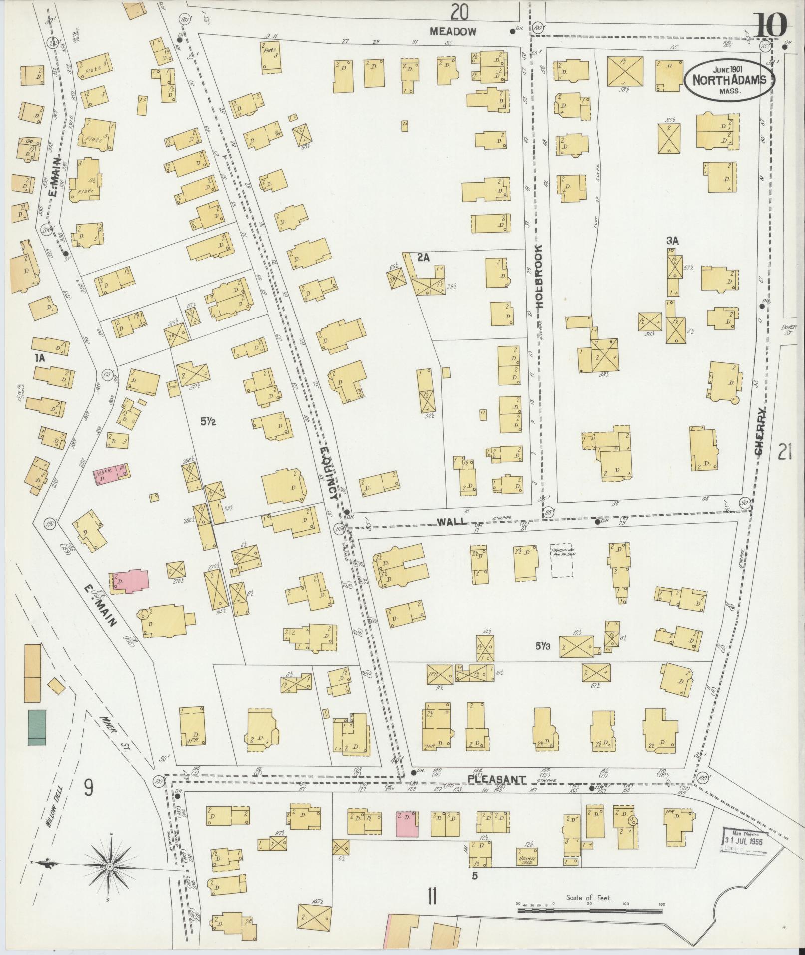 Sanborn Fire Insurance Map from North Adams, Berkshire County, Massachusetts (1901), Sheet #0010 - Complete Map Set gallery image, historic Sanborn map, vintage wall art, Massachusetts Massachusetts