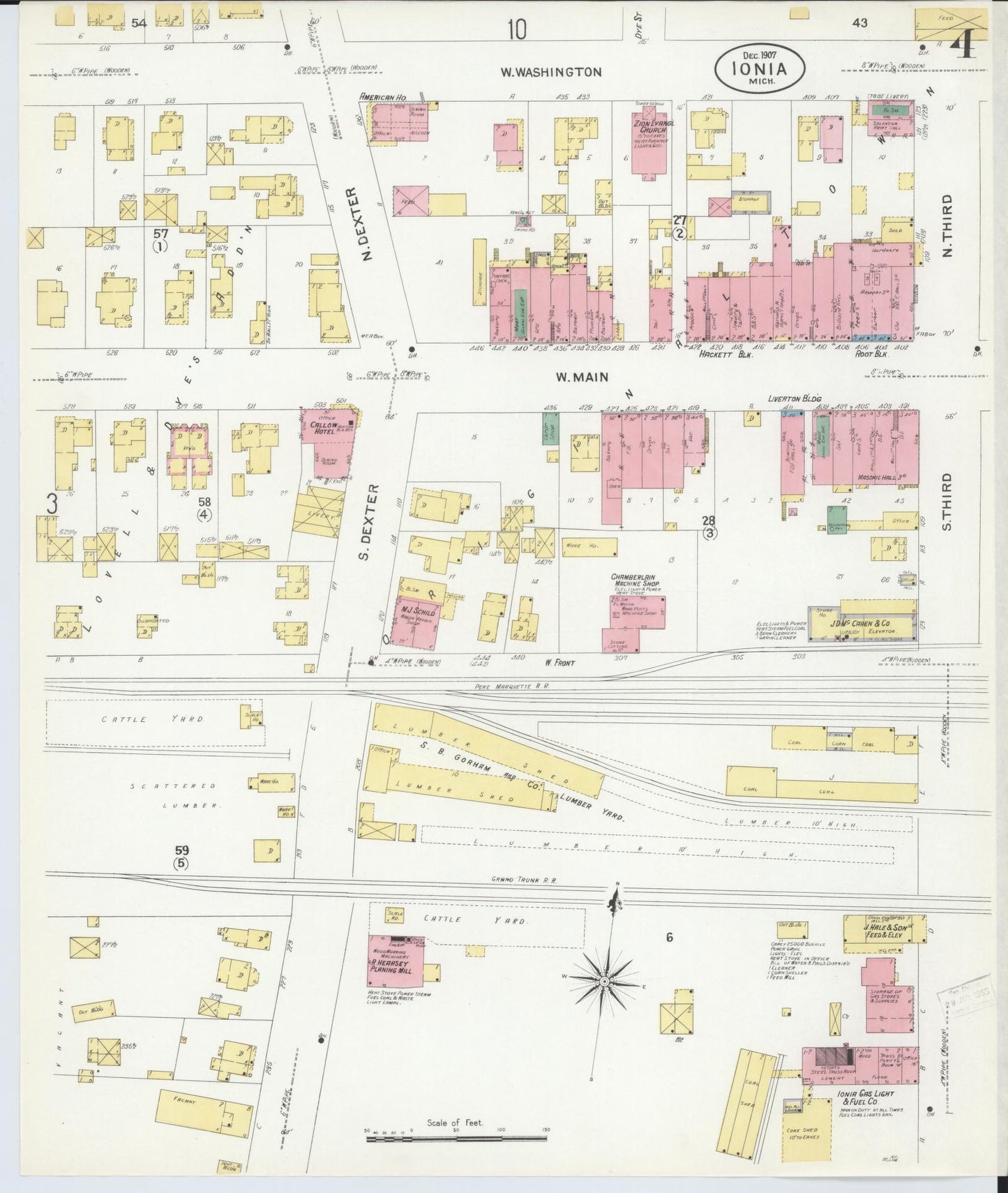 Sanborn Fire Insurance Map from Ionia, Ionia County, Michigan (1907), Sheet #0004 - Complete Map Set gallery image, historic Sanborn map, vintage wall art, Michigan Michigan
