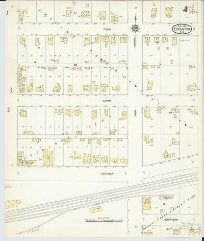 Sanborn Fire Insurance Map from Edgerton, Williams County, Ohio (1913), Sheet #0004 - Historic Sanborn Fire Insurance Map Print, vintage old map wall art, antique decor, genealogy gift, Ohio Ohio map