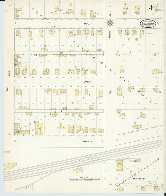 Sanborn Fire Insurance Map from Edgerton, Williams County, Ohio (1913), Sheet #0004 - Historic Sanborn Fire Insurance Map Print, vintage old map wall art, antique decor, genealogy gift, Ohio Ohio map