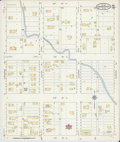 Sanborn Fire Insurance Map from Grand Rapids, Itasca County, Minnesota (1913), Sheet #0003 - Historic Sanborn Fire Insurance Map Print, vintage old map wall art, antique decor, genealogy gift, Minnesota Minnesota map