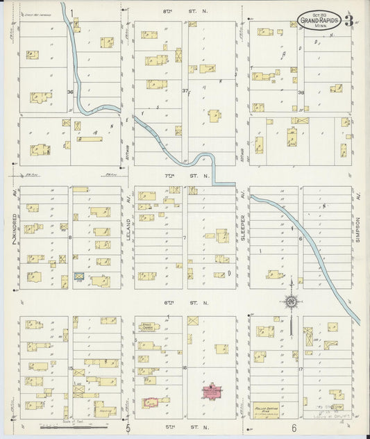 Sanborn Fire Insurance Map from Grand Rapids, Itasca County, Minnesota (1913), Sheet #0003 - Historic Sanborn Fire Insurance Map Print, vintage old map wall art, antique decor, genealogy gift, Minnesota Minnesota map