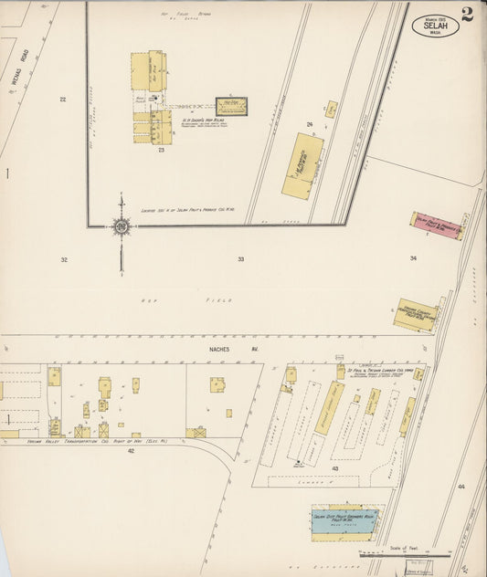 Sanborn Fire Insurance Map from Selah, Yakima County, Washington (1915), Sheet #0002 - Historic Sanborn Fire Insurance Map Print, vintage old map wall art, antique decor, genealogy gift, Washington Washington map