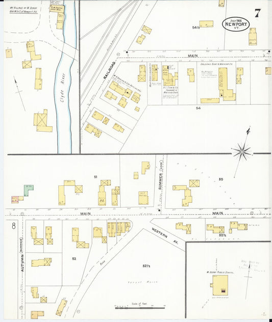 Sanborn Fire Insurance Map from Newport, Orleans County, Vermont (1905), Sheet #0007 - Historic Sanborn Fire Insurance Map Print, vintage old map wall art, antique decor, genealogy gift, Vermont Vermont map