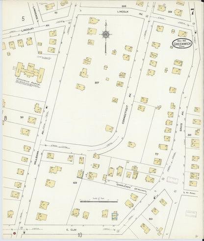 Sanborn Fire Insurance Map from Greenwich, Fairfield County, Connecticut (1912), Sheet #0007 - Complete Map Set gallery image, historic Sanborn map, vintage wall art, Connecticut Connecticut