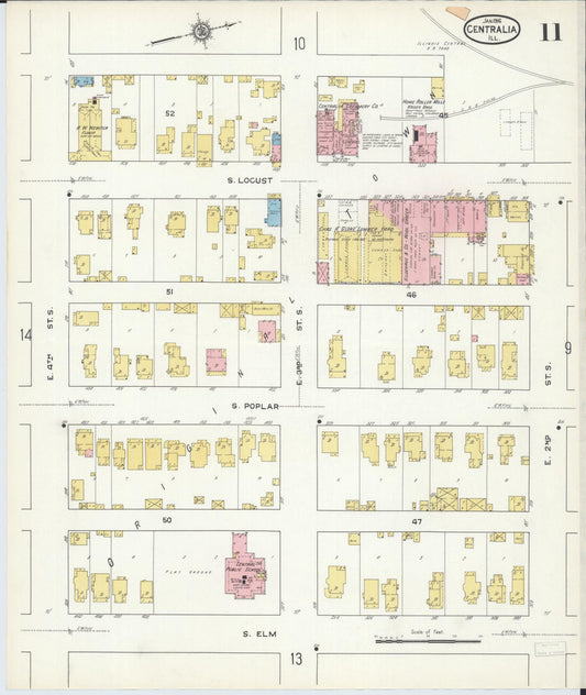Sanborn Fire Insurance Map from Centralia, Marion, Clinton, Jefferson, and Washington Counties, Illinois (1916), Sheet #0011 - Historic Sanborn Fire Insurance Map Print, vintage old map wall art, antique decor, genealogy gift, Illinois Illinois map