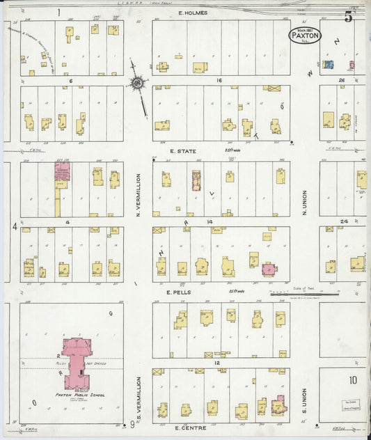 Sanborn Fire Insurance Map from Paxton, Ford County, Illinois (1921), Sheet #0005 - Historic Sanborn Fire Insurance Map Print, vintage old map wall art, antique decor, genealogy gift, Illinois Illinois map