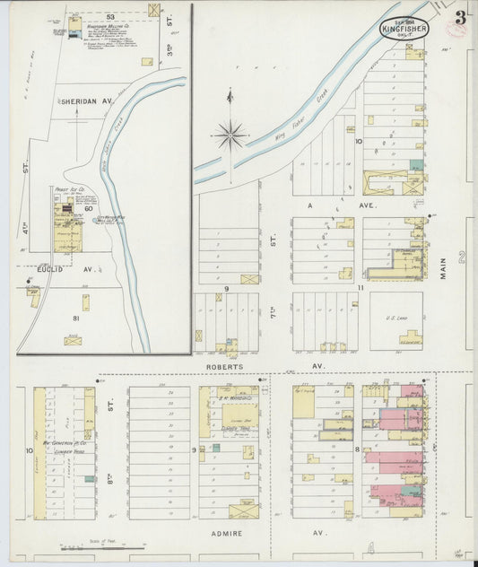 Sanborn Fire Insurance Map from Kingfisher, Kingfisher County, Oklahoma (1894), Sheet #0003 - Historic Sanborn Fire Insurance Map Print, vintage old map wall art, antique decor, genealogy gift, Oklahoma Oklahoma map