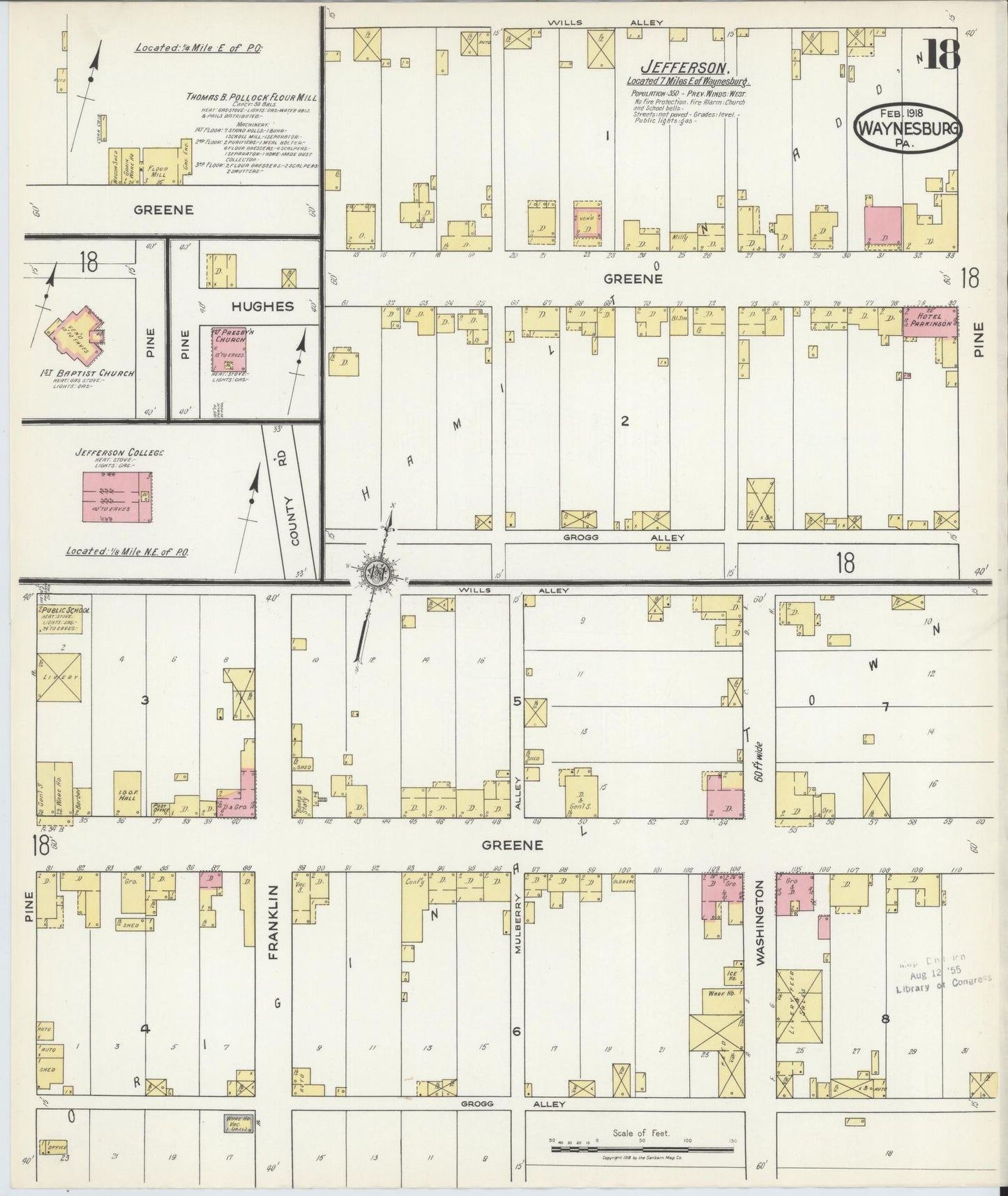 Sanborn Fire Insurance Map from Waynesburg, Greene County, Pennsylvania (1918), Sheet #0018 - Complete Map Set gallery image, historic Sanborn map, vintage wall art, Pennsylvania Pennsylvania