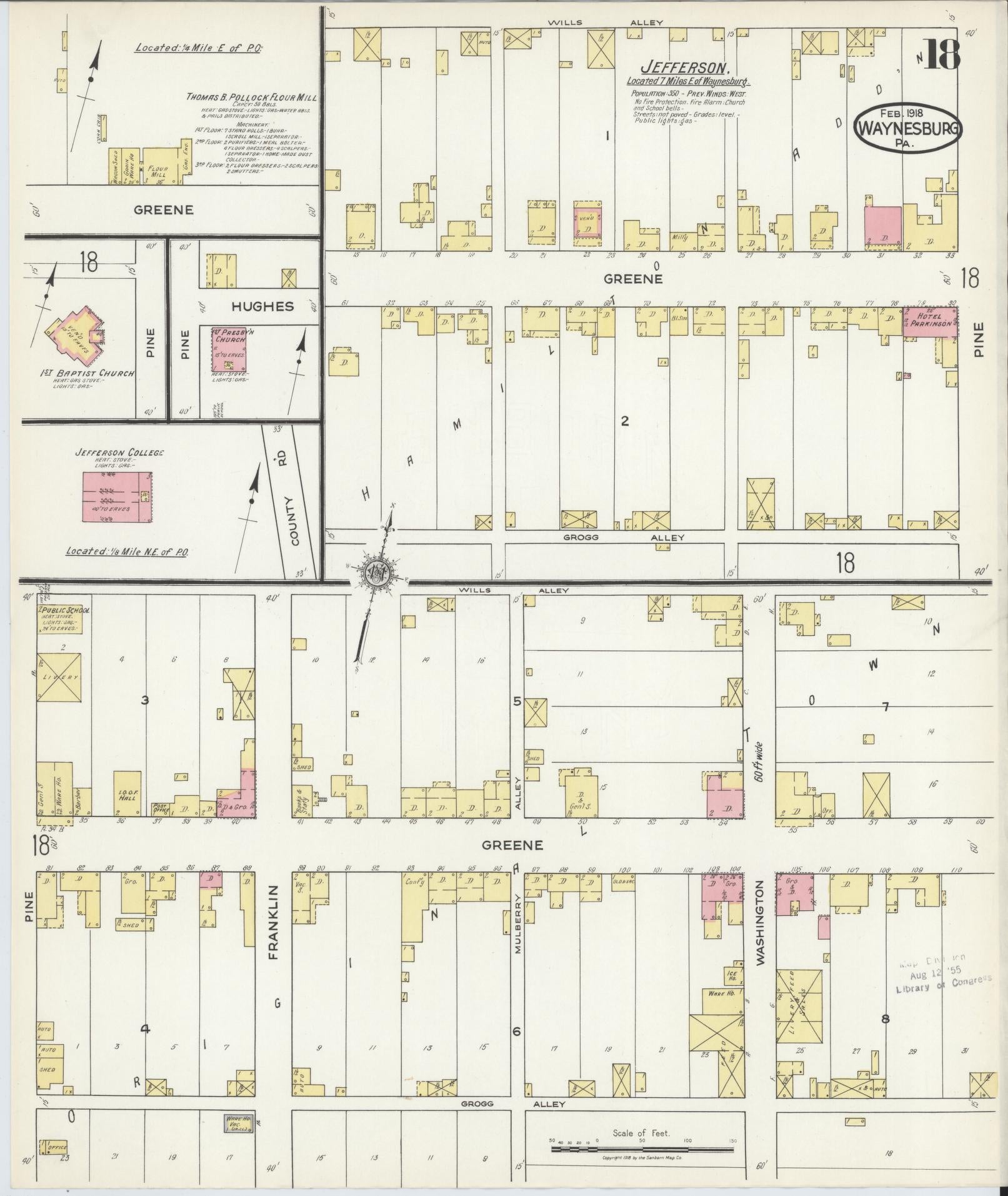 Sanborn Fire Insurance Map from Waynesburg, Greene County, Pennsylvania (1918), Sheet #0018 - Complete Map Set gallery image, historic Sanborn map, vintage wall art, Pennsylvania Pennsylvania