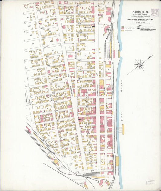 Sanborn Fire Insurance Map from Cairo, Alexander County, Illinois (1906), Sheet #0001 - Historic Sanborn Fire Insurance Map Print, vintage old map wall art, antique decor, genealogy gift, Illinois Illinois map